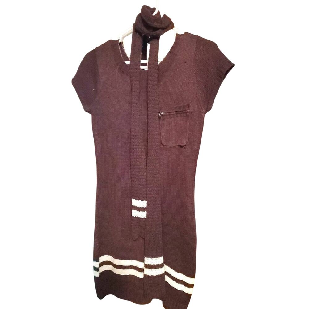 Women's Purple White Stripes Sweater Dress Size Small